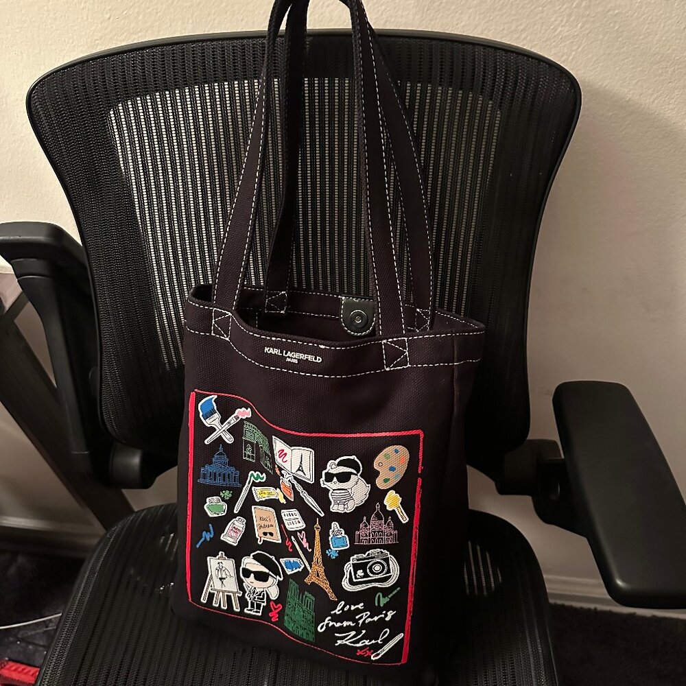 Karl Lagerfeld Paris Cannes North South Canvas Tote Black